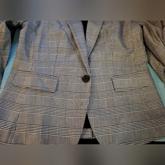 NWT Anne Taylor Black and White Check Blazer sz 4 - Picture 5 of 5